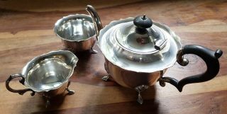 Vintage Silver Plate Teapot,  Milk Jug,  Sugar Bowl,  Made In England