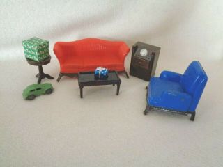 Renwal Ideal 5 Piece Living Room Set Vintage Dollhouse Furniture Plastic W Minis
