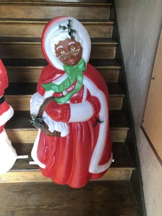 African American Black Mrs Santa Claus Christmas Yard Art Blow Mold Rare Vintage