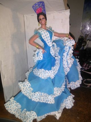 Vintage Marin Chiclana 12” Doll Turquoise Dress