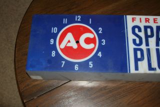 VINTAGE RARE 1964 AC SPARK PLUG Clock Hanging Sign GM AC DELCO 2