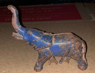 Antique Cast Iron Blue Elephant Piggy Bank - A.  C.  Williams Vintage - Rare Color
