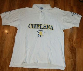 Very Rare Chelsea Football Shirt Polo Shirt Fa Cup Final 1997 Large