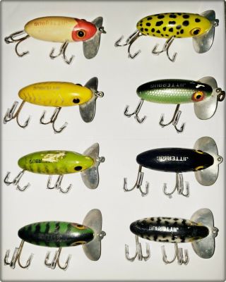 Group Of 8 All Different Color Large Size Fred Arbogast Jitterbug Lures
