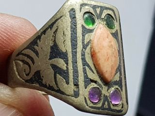 Stunning Extremely Rare Medieval Silver Ring/eagle Figures.  7.  0 Gr.  16 Mm