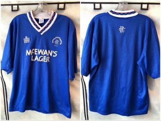 Glasgow Rangers 1990 Home Soccer Jersey Admiral Large Rare