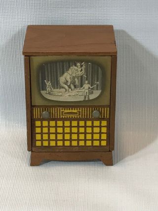 Vintage Strombecker Walnut Miniature Wood Dollhouse Tv