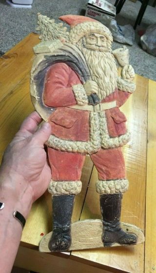 Early 1900’s Vintage 16 " Paper Cardboard Santa Claus Diecut Type Rare Germany 3d