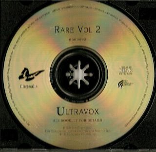 Rare,  Vol.  2 cd Ultravox (1994,  Chrysalis Records AUSTRALIA) OOP Midge URE 15tk 3