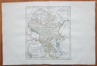Vaugondy Decorative Map Hungary Romania Bulgaria - 1786