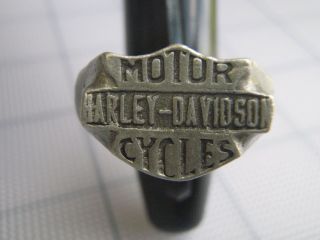 Vintage 80s Harley Davidson Motorcycles Shield Pewter Biker Ring Rare Trucker