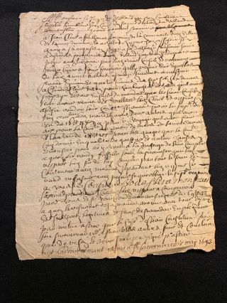 Antique Signed Manuscript 1693