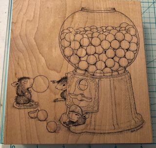 Rare House Mouse Mounted Rubber Stamp " Gumball Rally ",  Kids,  Games,  Party,  Candy