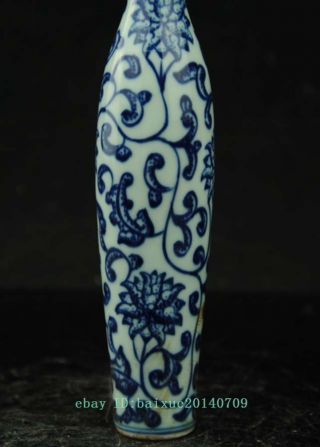 A pair Fine Chinese Blue and white porcelain vase painting flowers b02 3