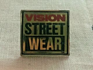 Vision Street Wear Pin Vtg Button Org Badge Nos 1987 Vsw Skate Thrasher Rare Sk8
