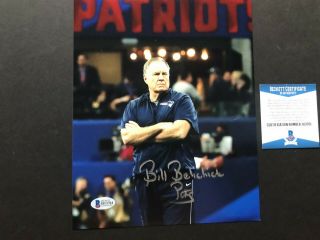 Bill Belichick Rare Signed Autographed Patriots 8x10 Photo Beckett Bas