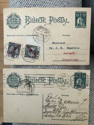 2 Rare Mozambique Colonial Portugal Postal Covers Postcards 1916