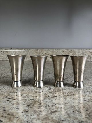 Set Of 4 Classic Newport Sterling Silver Liquor Shot Cups 1651