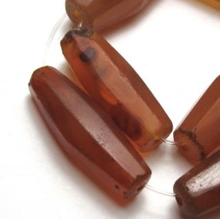 7 Rare Large Ancient/old Faceted Banded Carnelian Agate Eye Mali Beads