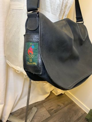 Rare Vtg Coach 1996 Atlanta Olympics Leather Messenger Laptop Bag 90s Usa Black