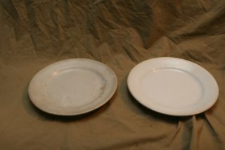 2 Antique 19th? C White Ironstone China 8.  55 " Dinner Plates 2 Diffferent Makers