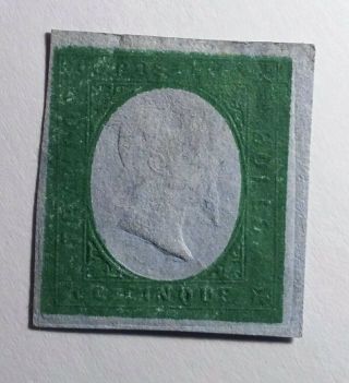 Italian States Sardinia Sardegna 1854 Rare 5c Trial/proof In Green