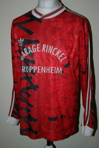 Adidas Roppenheim Rare Vintage French Football Jersey Shirt Mens L 11 Red/Black 2