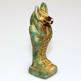 Intact Medieval Egyptian Glaze Anubis Statue