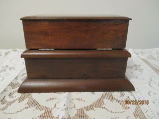 Antique wood jewelry box with a drawer hardware 2