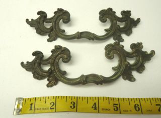 2 Vintage Brass French Provincial Furniture Drawer Pull Handles By Keller Brass