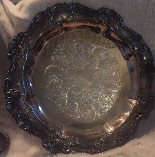 Vintage Towle Ep 4028 Silver Plate Large Round Ornate Serving Platter 15”