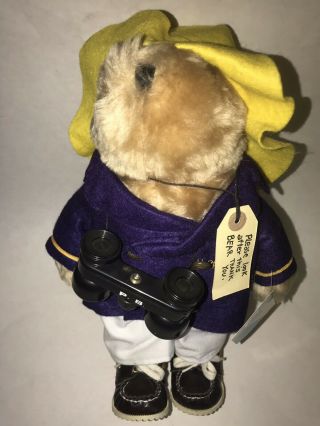 Rare Vtg 13 " Eden Stuffed Plush Paddington Bear Loafers Binoculars Purple Coat