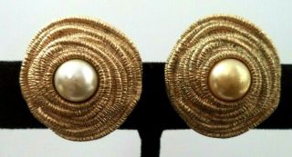 Rare Vintage Signed Christian Dior Germany Couture 1 " Clip Earrings G887l