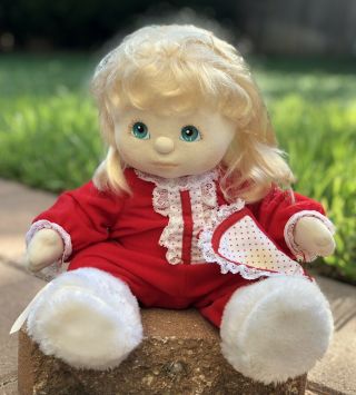 Vintage Mattel My Child Doll Blonde Hair Aqua Blue Eyes 1985 Outfit Pjs