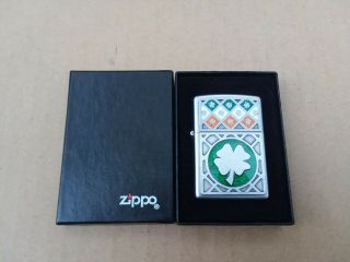 Rare Zippo Luck Of The Irish Lighter 21152 Clover Ireland Windproof