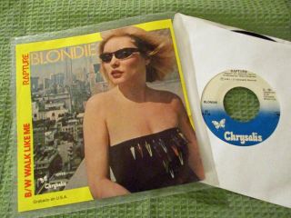 Blondie Rare 1981 Mexico 7 " 45 Rapture B/w Walk Like Me Unique Sleeve Ex,