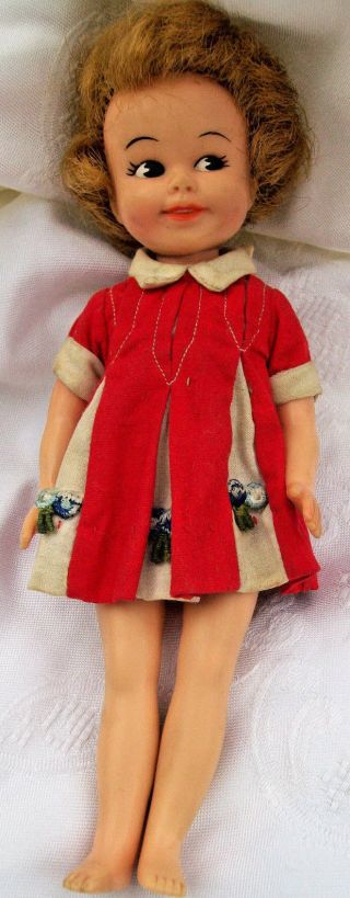 Vintage Penny Brite Doll 1963 Deluxe Reading Corp 8 " Red Dress V Good