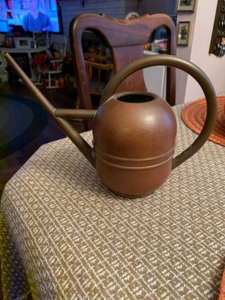 Vintage Art Deco Chase Copper & Brass Watering Can For Indoor Plants
