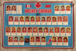 Rare 1972 Canada Summit Series Hockey Team Poster 24.  5”x36” Large Ussr Orr