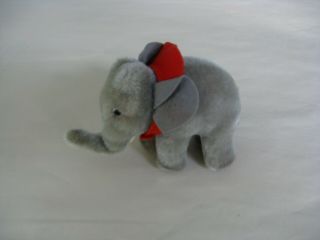 Vintage Steiff Mohair " Baby Elephant " W/ Red Collar.  Vg