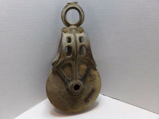 Vintage Antique Cast Iron And Wood Barn Pulley Ships