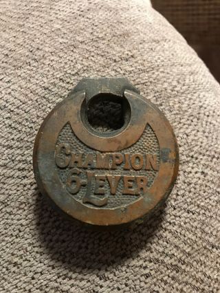 Rare Antique Brass Champion 6 Lever Round Lock No Key