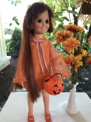 Ideal Crissy Family,  Crissy Doll,  Orange Lace Dress 