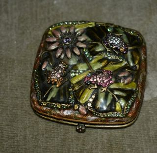 Rare Jay Strongwater Enameled Compact W/ Frogs,  Swarovski Crystals