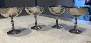Set Of 4 Vintage Silver Plated Goblets Wedding Wine Glasses