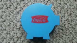Vintage Antique Blue Coca - Cola Plastic Pig Piggy Coin Bank