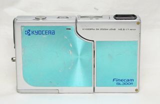 Rare Kyocera Finecam Sl300r Light Blue Vintage Digital Camera Japan Release