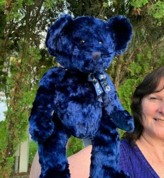 Rare Russ Mazel Jewish Star Of David Blue Teddy Bear Plush Stuffed Animal Toy