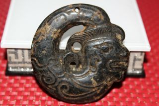 Chinese jade,  Hongshan culture,  Black magnet,  jade,  dancers,  pendant P05 2