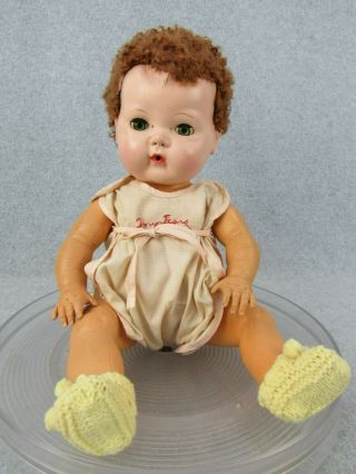 15 " Vintage American Character Tiny Tears Baby Doll With Caracul Wig 1950s